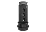 Evoline® Port 1, mit Schukosteckdose 3-fach, Deckel und Profil schwarz matt, Versenkbar